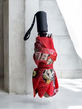 Ed Hardy Style Red Skull Umbrella ☠️🔥 NEW Without Tags Compact Automatic Y2K